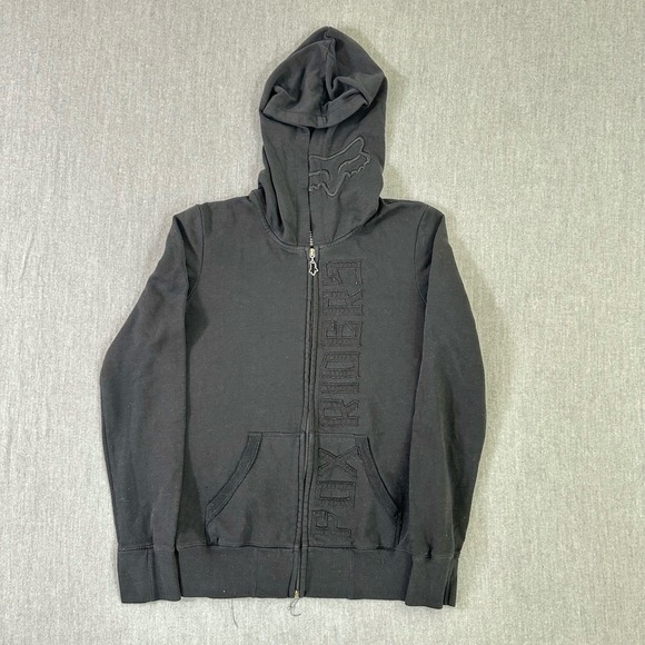 Fox Racing Tops - Fox Racing Hoodie Women's Small Black‎ Full Zip Sweatshirt Logo Rider Design Y2K
